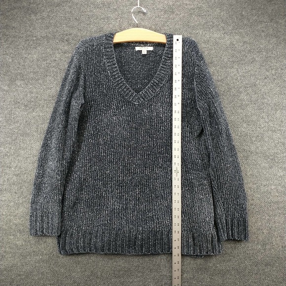 Orvis Women's Pullover Marled Knit Sweater Blue Medium V-Neck Ribbed Hem - Picture 10 of 12